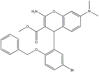 methyl 2-amino-4-[2-(benzyloxy)-5-bromophenyl]-7-(dimethylamino)-4H-chromene-3-carboxylate Struktur