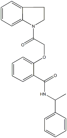 2-[2-(2,3-dihydro-1H-indol-1-yl)-2-oxoethoxy]-N-(1-phenylethyl)benzamide Struktur