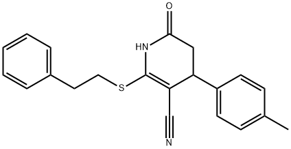 4-(4-methylphenyl)-6-oxo-2-[(2-phenylethyl)sulfanyl]-1,4,5,6-tetrahydro-3-pyridinecarbonitrile Struktur