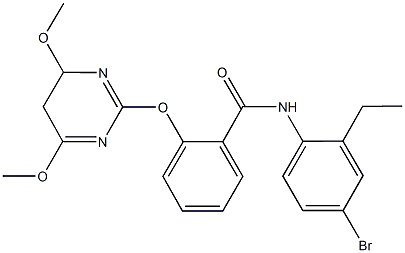 N-(4-bromo-2-ethylphenyl)-2-[(4,6-dimethoxy-4,5-dihydro-2-pyrimidinyl)oxy]benzamide Struktur