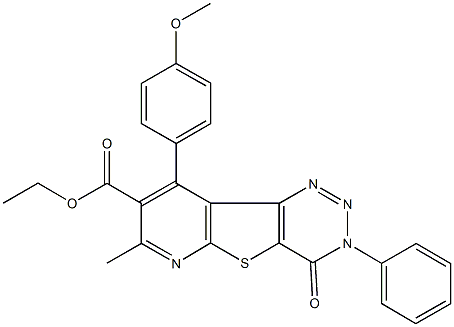 ethyl 9-(4-methoxyphenyl)-7-methyl-4-oxo-3-phenyl-3,4-dihydropyrido[3',2':4,5]thieno[3,2-d][1,2,3]triazine-8-carboxylate Struktur