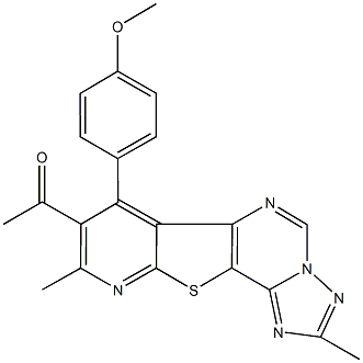 1-[7-(4-methoxyphenyl)-2,9-dimethylpyrido[3',2':4,5]thieno[2,3-e][1,2,4]triazolo[1,5-c]pyrimidin-8-yl]ethanone Struktur