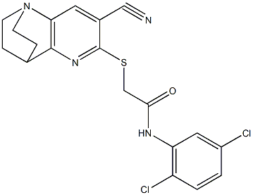 2-[(4-cyano-1,6-diazatricyclo[6.2.2.0~2,7~]dodeca-2,4,6-trien-5-yl)sulfanyl]-N-(2,5-dichlorophenyl)acetamide Struktur