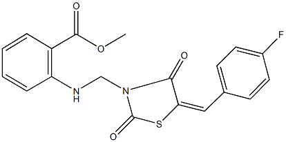 methyl2-({[5-(4-fluorobenzylidene)-2,4-dioxo-1,3-thiazolidin-3-yl]methyl}amino)benzoate Struktur