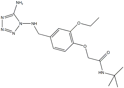 2-(4-{[(5-amino-1H-tetraazol-1-yl)amino]methyl}-2-ethoxyphenoxy)-N-(tert-butyl)acetamide Struktur