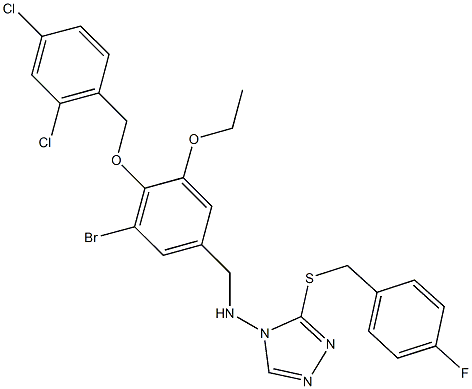 N-{3-bromo-4-[(2,4-dichlorobenzyl)oxy]-5-ethoxybenzyl}-N-{3-[(4-fluorobenzyl)sulfanyl]-4H-1,2,4-triazol-4-yl}amine Struktur