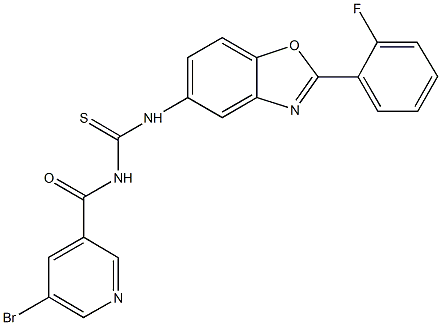 N-[(5-bromo-3-pyridinyl)carbonyl]-N'-[2-(2-fluorophenyl)-1,3-benzoxazol-5-yl]thiourea Struktur