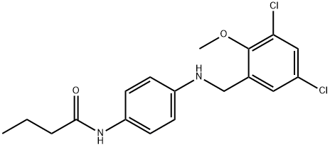 N-{4-[(3,5-dichloro-2-methoxybenzyl)amino]phenyl}butanamide Struktur