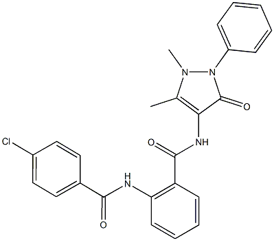 2-[(4-chlorobenzoyl)amino]-N-(1,5-dimethyl-3-oxo-2-phenyl-2,3-dihydro-1H-pyrazol-4-yl)benzamide Struktur