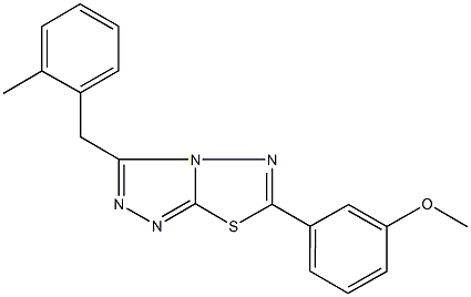 methyl3-[3-(2-methylbenzyl)[1,2,4]triazolo[3,4-b][1,3,4]thiadiazol-6-yl]phenylether Struktur