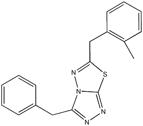 3-benzyl-6-(2-methylbenzyl)[1,2,4]triazolo[3,4-b][1,3,4]thiadiazole Struktur