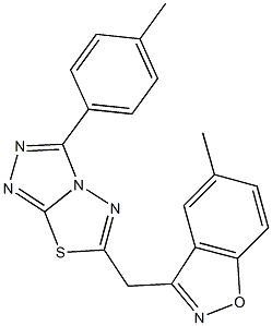 5-methyl-3-{[3-(4-methylphenyl)[1,2,4]triazolo[3,4-b][1,3,4]thiadiazol-6-yl]methyl}-1,2-benzisoxazole Struktur