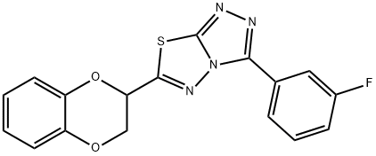 6-(2,3-dihydro-1,4-benzodioxin-2-yl)-3-(3-fluorophenyl)[1,2,4]triazolo[3,4-b][1,3,4]thiadiazole Struktur