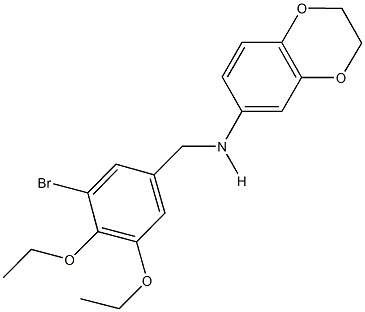 N-(3-bromo-4,5-diethoxybenzyl)-N-(2,3-dihydro-1,4-benzodioxin-6-yl)amine Struktur