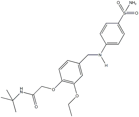 2-(4-{[4-(aminosulfonyl)anilino]methyl}-2-ethoxyphenoxy)-N-(tert-butyl)acetamide Struktur