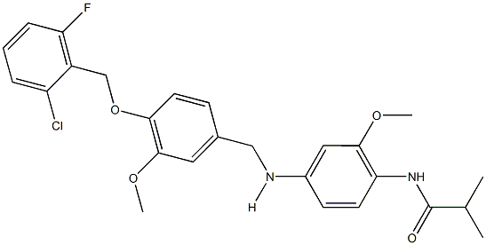 N-[4-({4-[(2-chloro-6-fluorobenzyl)oxy]-3-methoxybenzyl}amino)-2-methoxyphenyl]-2-methylpropanamide Struktur