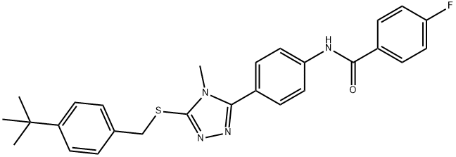 N-(4-{5-[(4-tert-butylbenzyl)sulfanyl]-4-methyl-4H-1,2,4-triazol-3-yl}phenyl)-4-fluorobenzamide Struktur