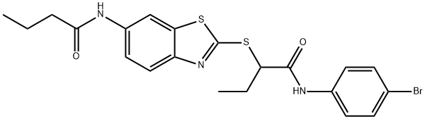 N-(4-bromophenyl)-2-{[6-(butyrylamino)-1,3-benzothiazol-2-yl]sulfanyl}butanamide Struktur