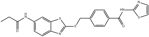 4-({[6-(propionylamino)-1,3-benzothiazol-2-yl]sulfanyl}methyl)-N-(1,3-thiazol-2-yl)benzamide Struktur