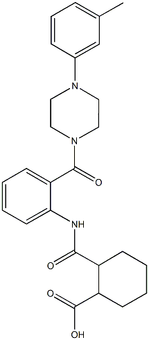 2-[(2-{[4-(3-methylphenyl)-1-piperazinyl]carbonyl}anilino)carbonyl]cyclohexanecarboxylic acid Struktur