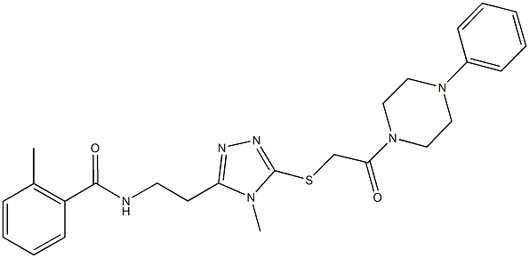 2-methyl-N-[2-(4-methyl-5-{[2-oxo-2-(4-phenyl-1-piperazinyl)ethyl]sulfanyl}-4H-1,2,4-triazol-3-yl)ethyl]benzamide Struktur