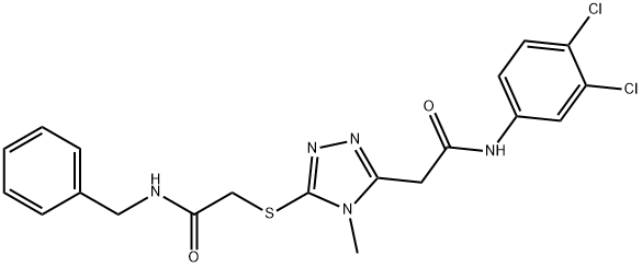 2-(5-{[2-(benzylamino)-2-oxoethyl]sulfanyl}-4-methyl-4H-1,2,4-triazol-3-yl)-N-(3,4-dichlorophenyl)acetamide Struktur