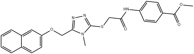 methyl 4-{[({4-methyl-5-[(2-naphthyloxy)methyl]-4H-1,2,4-triazol-3-yl}sulfanyl)acetyl]amino}benzoate Struktur