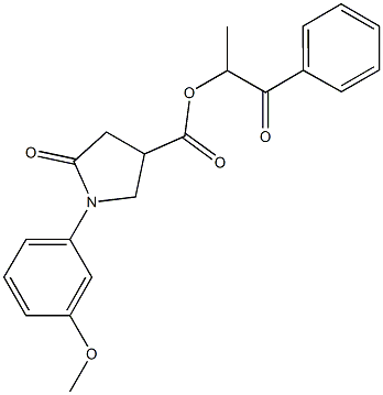 1-methyl-2-oxo-2-phenylethyl 1-(3-methoxyphenyl)-5-oxo-3-pyrrolidinecarboxylate Struktur