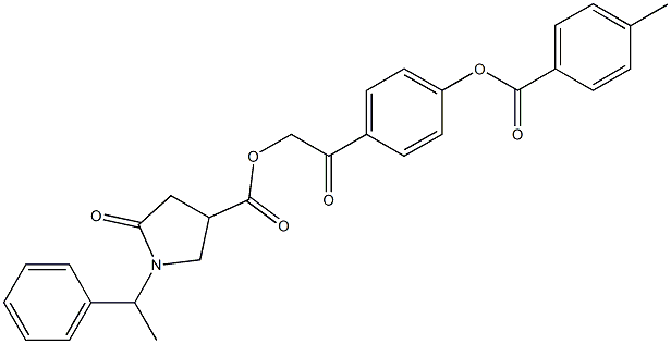 2-{4-[(4-methylbenzoyl)oxy]phenyl}-2-oxoethyl 5-oxo-1-(1-phenylethyl)-3-pyrrolidinecarboxylate Struktur