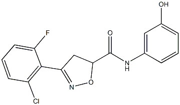 3-(2-chloro-6-fluorophenyl)-N-(3-hydroxyphenyl)-4,5-dihydro-5-isoxazolecarboxamide Struktur