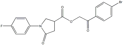 2-(4-bromophenyl)-2-oxoethyl 1-(4-fluorophenyl)-5-oxo-3-pyrrolidinecarboxylate Struktur