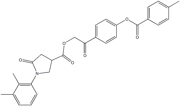 2-{4-[(4-methylbenzoyl)oxy]phenyl}-2-oxoethyl 1-(2,3-dimethylphenyl)-5-oxo-3-pyrrolidinecarboxylate Struktur