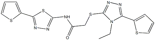 2-{[4-ethyl-5-(2-thienyl)-4H-1,2,4-triazol-3-yl]sulfanyl}-N-[5-(2-thienyl)-1,3,4-thiadiazol-2-yl]acetamide Struktur