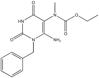 ethyl 6-amino-1-benzyl-2,4-dioxo-1,2,3,4-tetrahydro-5-pyrimidinyl(methyl)carbamate Struktur