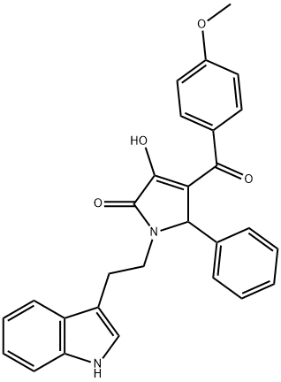 3-hydroxy-1-[2-(1H-indol-3-yl)ethyl]-4-(4-methoxybenzoyl)-5-phenyl-1,5-dihydro-2H-pyrrol-2-one Struktur