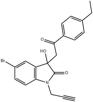 5-bromo-3-[2-(4-ethylphenyl)-2-oxoethyl]-3-hydroxy-1-(2-propynyl)-1,3-dihydro-2H-indol-2-one Struktur