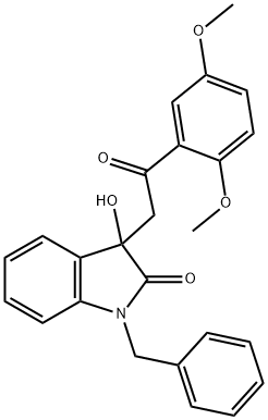 1-benzyl-3-[2-(2,5-dimethoxyphenyl)-2-oxoethyl]-3-hydroxy-1,3-dihydro-2H-indol-2-one Struktur