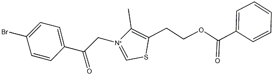 5-[2-(benzoyloxy)ethyl]-3-[2-(4-bromophenyl)-2-oxoethyl]-4-methyl-1,3-thiazol-3-ium Struktur