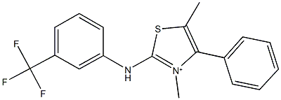 3,5-dimethyl-4-phenyl-2-[3-(trifluoromethyl)anilino]-1,3-thiazol-3-ium Struktur