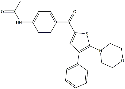 N-(4-{[5-(4-morpholinyl)-4-phenyl-2-thienyl]carbonyl}phenyl)acetamide Struktur