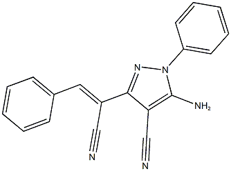 5-amino-3-(1-cyano-2-phenylvinyl)-1-phenyl-1H-pyrazole-4-carbonitrile Struktur