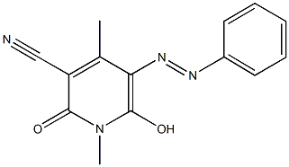 6-hydroxy-1,4-dimethyl-2-oxo-5-(phenyldiazenyl)-1,2-dihydro-3-pyridinecarbonitrile Struktur