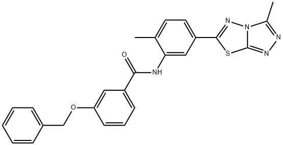 3-(benzyloxy)-N-[2-methyl-5-(3-methyl[1,2,4]triazolo[3,4-b][1,3,4]thiadiazol-6-yl)phenyl]benzamide Struktur