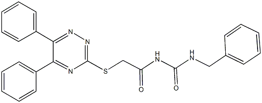 N-benzyl-N'-{[(5,6-diphenyl-1,2,4-triazin-3-yl)sulfanyl]acetyl}urea Struktur