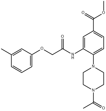 methyl 4-(4-acetyl-1-piperazinyl)-3-{[(3-methylphenoxy)acetyl]amino}benzoate Struktur