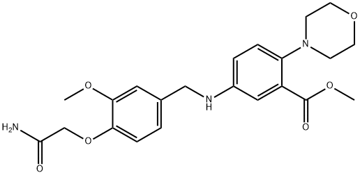 methyl 5-{[4-(2-amino-2-oxoethoxy)-3-methoxybenzyl]amino}-2-(4-morpholinyl)benzoate Struktur