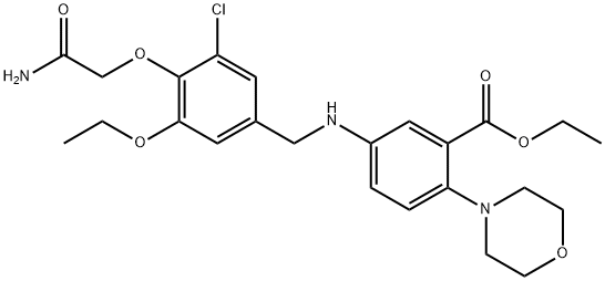 ethyl 5-{[4-(2-amino-2-oxoethoxy)-3-chloro-5-ethoxybenzyl]amino}-2-(4-morpholinyl)benzoate Struktur