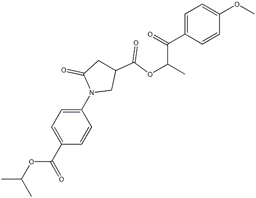 2-(4-methoxyphenyl)-1-methyl-2-oxoethyl 1-[4-(isopropoxycarbonyl)phenyl]-5-oxo-3-pyrrolidinecarboxylate Struktur