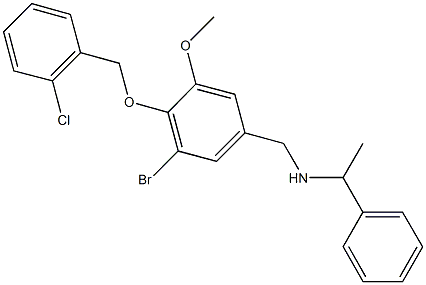 N-{3-bromo-4-[(2-chlorobenzyl)oxy]-5-methoxybenzyl}-N-(1-phenylethyl)amine Struktur