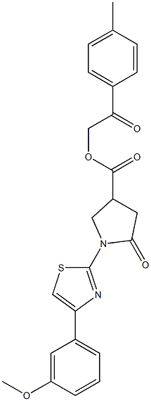 2-(4-methylphenyl)-2-oxoethyl 1-[4-(3-methoxyphenyl)-1,3-thiazol-2-yl]-5-oxo-3-pyrrolidinecarboxylate Struktur